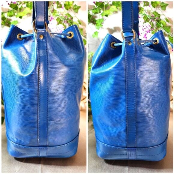 Authentic Louis Vuitton Epi Noe Blue Bucket Bag with Dust Bag Blue Good Conditio - Picture 10 of 15